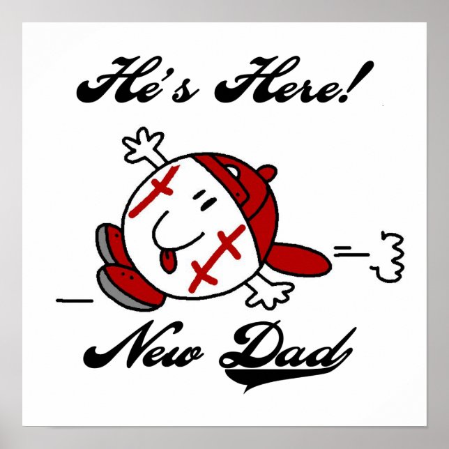 Poster T-shirts et cadeaux de baseball Nouveau papa (Devant)