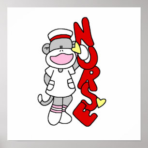 Poster T-shirts et cadeaux de l'infirmière singe de choc