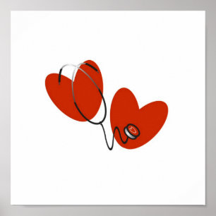 Poster T-shirts et cadeaux Hearts and Stethoscope