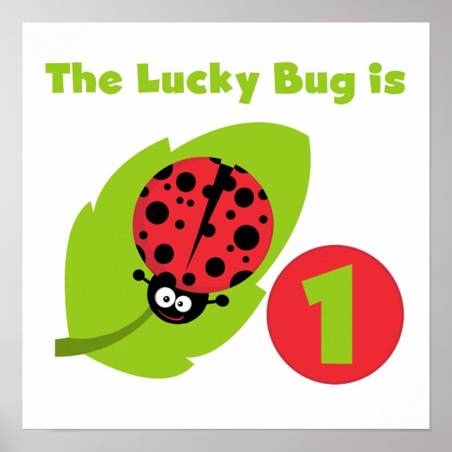 Poster T-shirts et cadeaux Lucky Bug 1er anniversaire (Devant)