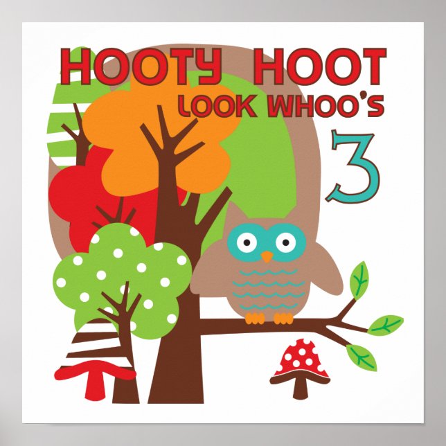 Poster T-shirts et cadeaux pour le 3e anniversaire de Owl (Devant)