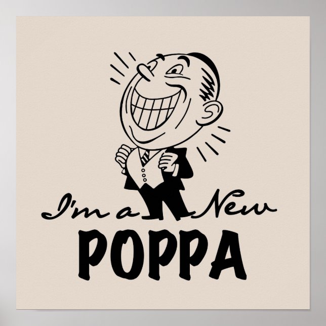 Poster T-shirts et cadeaux Smiling New Poppa (Devant)