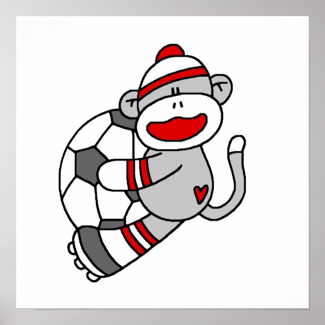 Poster T-shirts et cadeaux Sock Monkey Soccer (Devant)