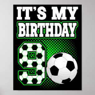 Poster T-shirts pour garçon d'anniversaire 9 Football C'e