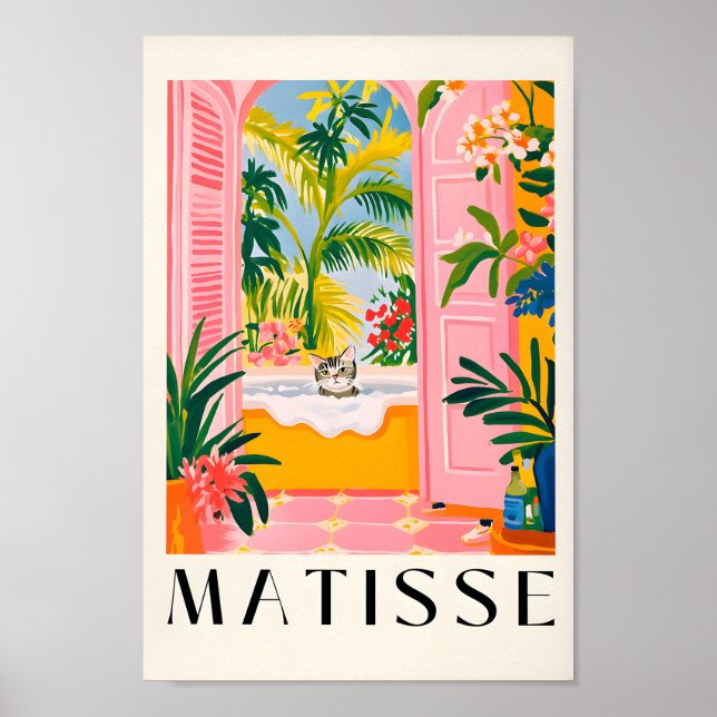 Poster Tabby Gris Chat Dans La Baignoire, Mur De Salle De (Devant)