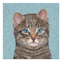 Tabby Gris Peinture Chat - Cute Original Art Chat