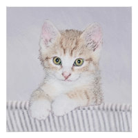 Tabby Orange Kitten Peinture - Art Chat original