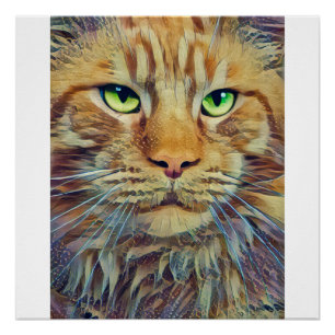 Poster Tabby Orange - Yeux Vert Chat