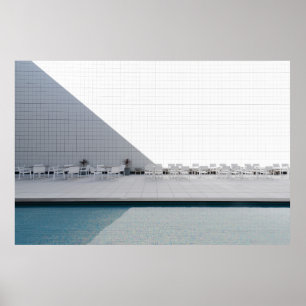 POSTER TABLE BLANCHE AVEC CHAISES EN JOURNÉE