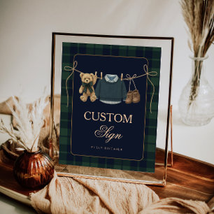 Poster Table de baby shower éditables Ourson Polo Preppy