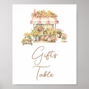 Poster Table de cadeaux de Baby Shower de mariage Fleurs