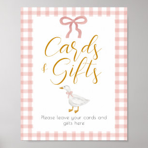 Poster Table de cadeaux de Baby Shower Gingham Rose Canar