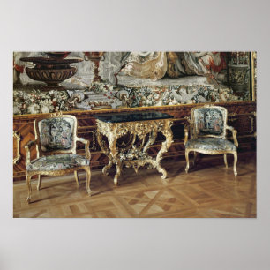 Poster Table de console et deux fauteuils, 1745