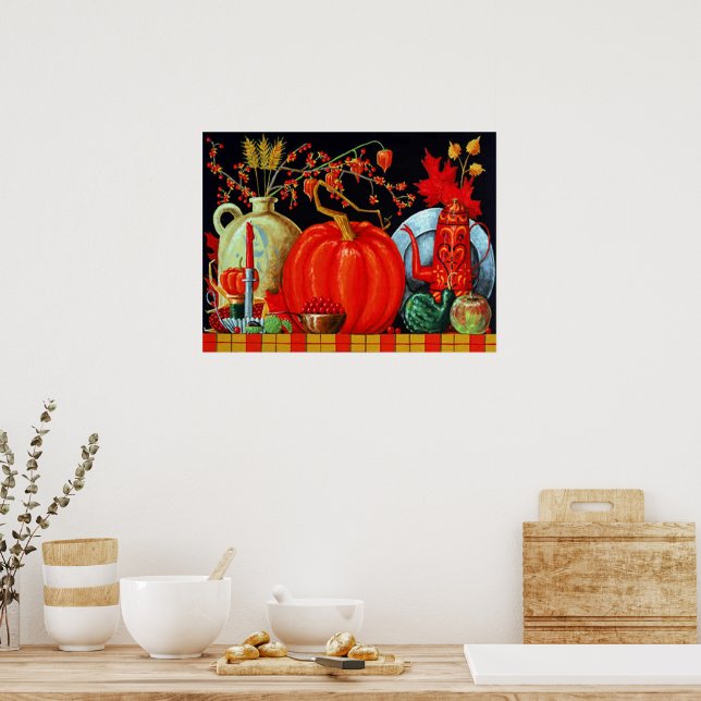 Poster Table de fête d'automne 24x18 (Cuisine)
