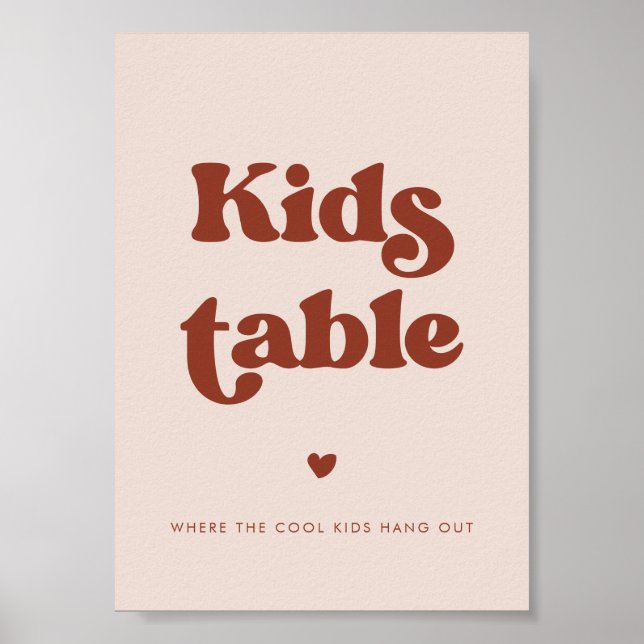 Poster Table d'enfants Mariage rose Peach Retro (Devant)