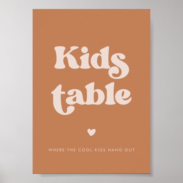 Poster Table des enfants pour Mariage de sucre Brown rétr (Devant)