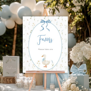 Poster Table des Faveurs de la douche pour bébé d'oie vin