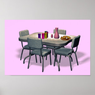 Poster Table et chaises Retro Diner