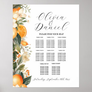 Poster Table Mariage 8 Florals Agrumes Oranges