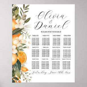 Poster Table Mariage Siège 12 Oranges Agrumes Florales