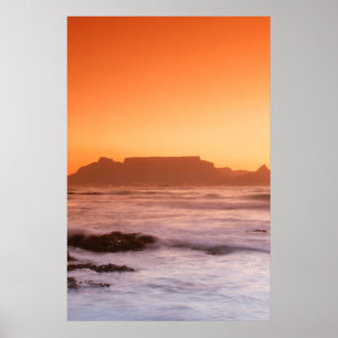 Poster Table Mountain au coucher du soleil, Bloubergstran