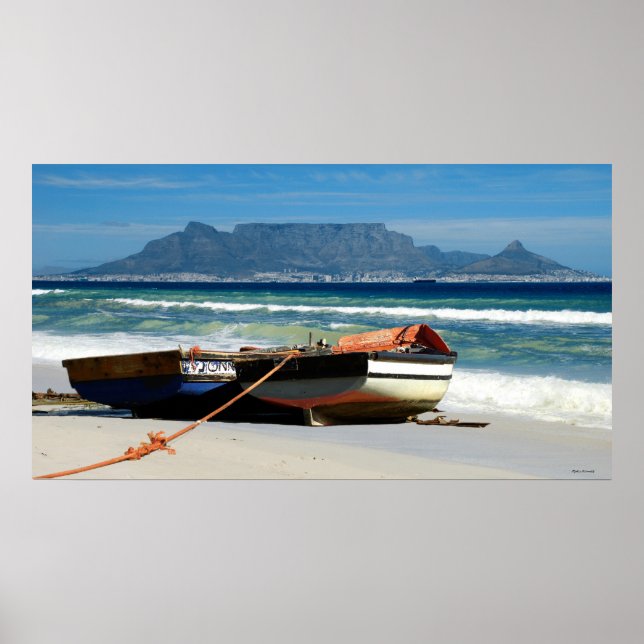 Poster Table Mountain & bateaux de pêche, Cap, RSA (Devant)