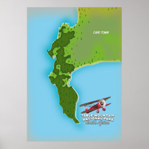 Poster Table Mountain National Park South Africa map