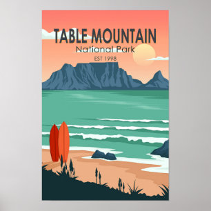 Poster Table Mountain National Park South Africa Vintage