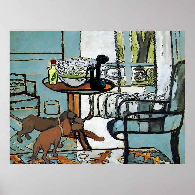 Poster Table téléphonique et style Dachshunds Matisse (Devant)