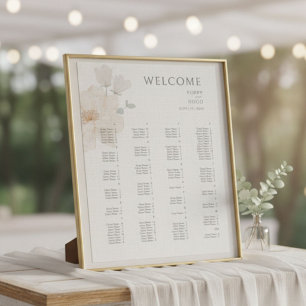 Poster Tableau de placement de mariage floral aquarelle A