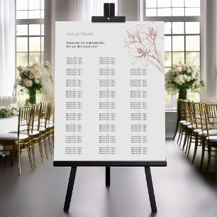 Poster Tableau de sièges Mariage en ligne rose