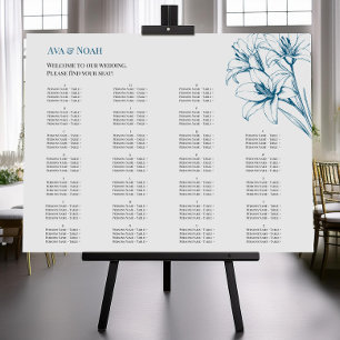Poster Tableau de sièges Mariage en plan bleu Lily