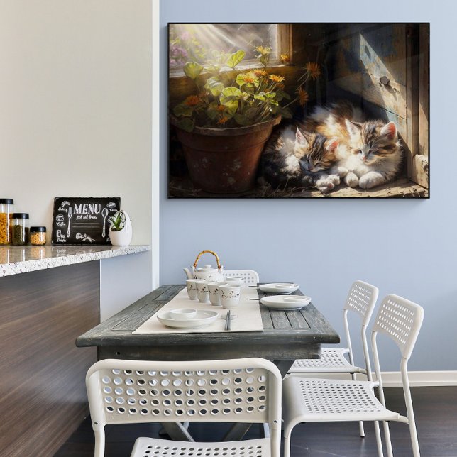 Poster Tableaux de chatons dans le jardin Peinture à l'hu (Créateur téléchargé)