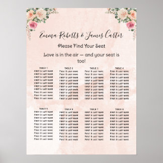 Poster Tableaux de disposition de mariage floraux crème r