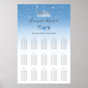 Poster Tableaux de sièges floraux Bahama Blue et Silver C