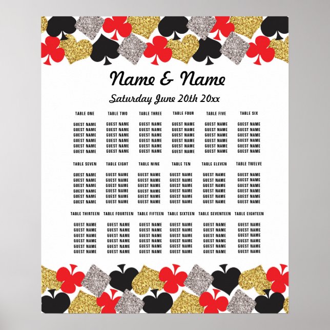Poster Tables de mariage Vegas Casino 18 tables assises (Devant)