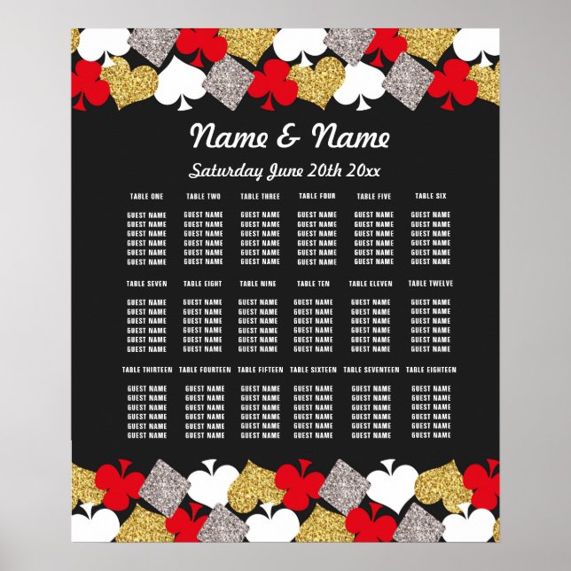 Poster Tables de mariage Vegas Casino avec 18 tables (Devant)