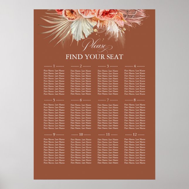 Poster Tablette de Mariage floral en terre cuite (Devant)