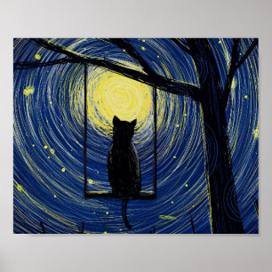 Poster Tablette de nuit Stress Cat