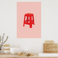 Tabouret en plastique rouge