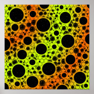 Poster Taches de bulle spatiale - Citron/Orange
