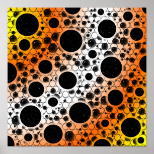 Poster Taches de bulle spatiale - Jaune/Orange/Blanc