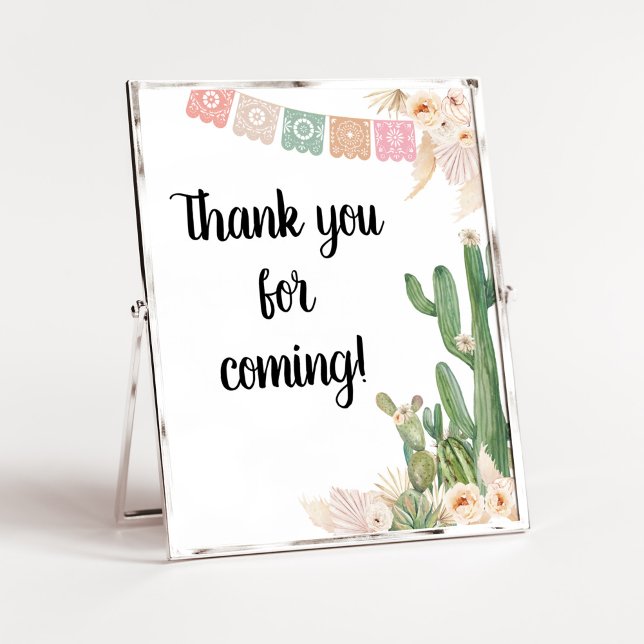 Poster Taco Bout A Baby Boho Merci pour venir (Cactus Baby Shower Thank you for Coming Sign)