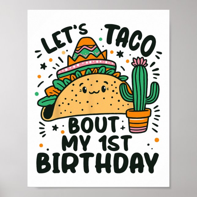 Poster Taco Bout My 1st Birthday Mexican Party Boys (Devant)