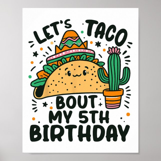 Poster Taco Bout My 5th Birthday Mexican Party Boys (Devant)
