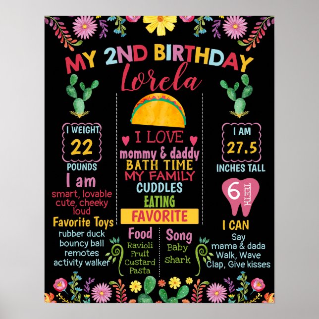 Poster Taco Fiesta Mexicaine Jalon 2e anniversaire (Devant)