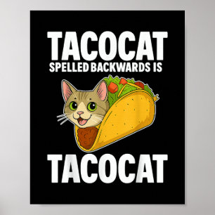 Poster Tacocat épelé à l'envers Drôle Drôle Cadeaux Chat