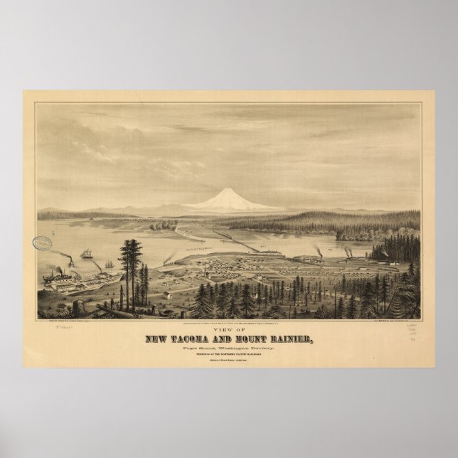 Poster Tacoma & Mount Rainier, 1878 Imprimer (Devant)