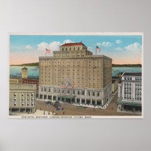 Poster Tacoma, WA - Vue de l'hôtel Winthrop