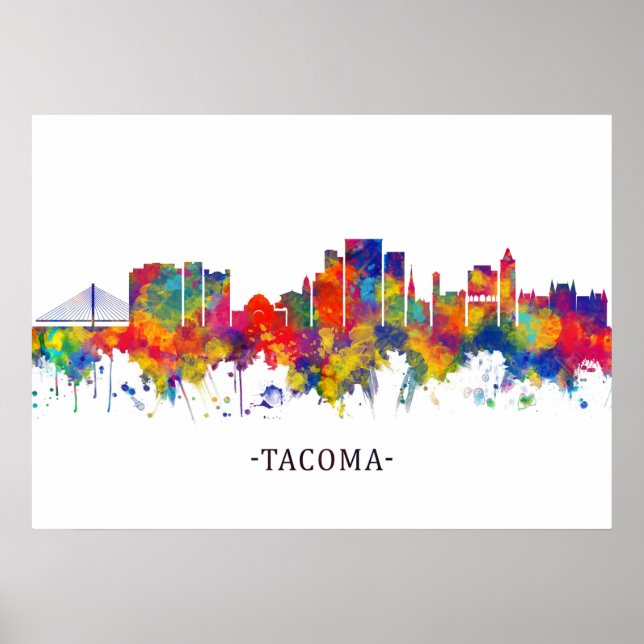 Poster Tacoma Washington Skyline (Devant)